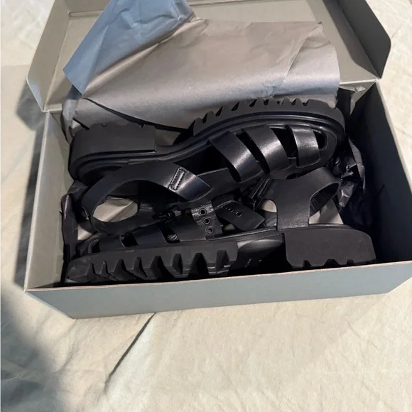 All Saints Black Fisherman Sandals - women’s - Size 41/11 - Picture 3 of 5